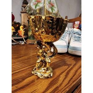 Vintage Japan Gold Cherub Chalice‎ Goblet Compote Inarco Porcelain